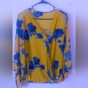 West Kei Yellow and Blue Floral Blouse